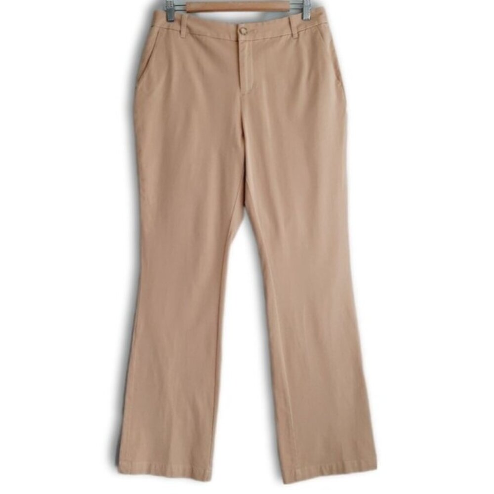 COLDWATER CREEK / Natural Fit Bootcut Leg Pants Tan Cotton Blend Sz 10 Flawed